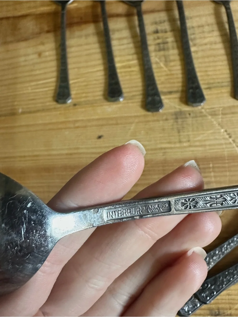 Vintage Silverware Set Of 10 Florenz Interpur Japan Stainless 8 Petal Flower